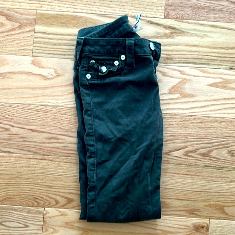 True Religion Womens Jeans Straight Leg 5-Pocket Low Rise Denim Black Size 27